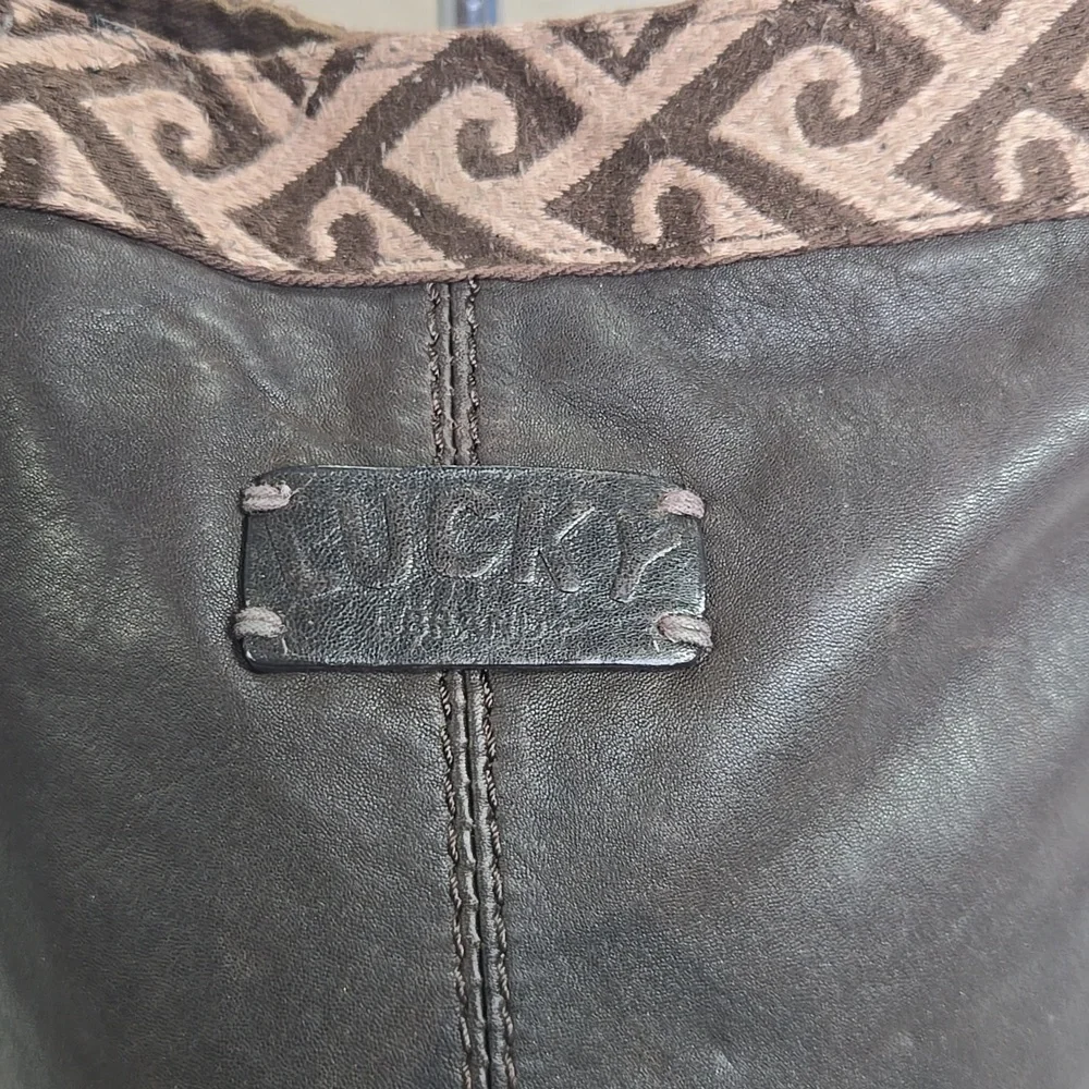 Lucky Brand Fringe Brown Leather Crossbody Shoulder Bag - Picture 6 of 13